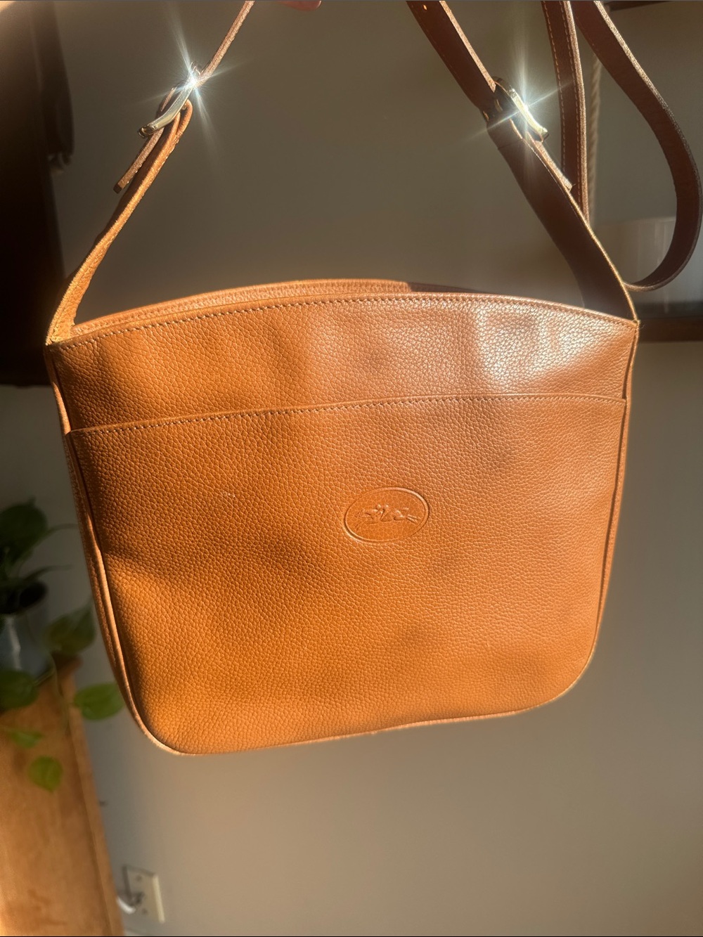 Longchamp Tan Leather Crossbody Bag